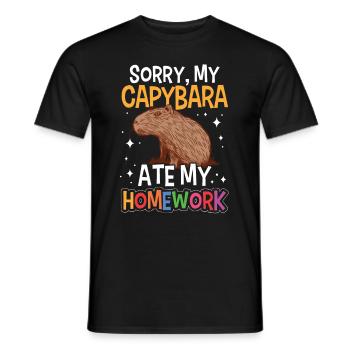 Capybara a mangé des devoirs capybara - T-shirt homme - noir - Devant - AI Model Male 178 light (178cm)