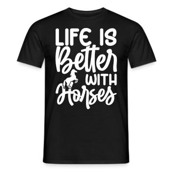 Life Is Better With Horses - Männer T-Shirt - Schwarz - Vorne - AI Model Male 178 light (178cm)