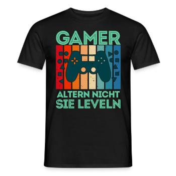 Gamer Altern nicht sie Leveln B-Day Video Spieler - Männer T-Shirt - Schwarz - Vorne - AI Model Male 178 light (178cm)
