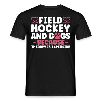 Hockey sur gazon Chien Hockey sur gazon et - T-shirt homme - noir - Devant - AI Model Male 178 light (178cm)
