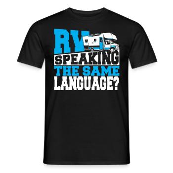 Les camping-cars parlent-ils la même langue ? - T-shirt homme - noir - Devant - AI Model Male 178 light (178cm)