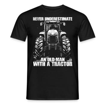 Never Underestimate Old Man Tractor Gift - Men's T-Shirt - black - Front - AI Model Male 178 light (178cm)