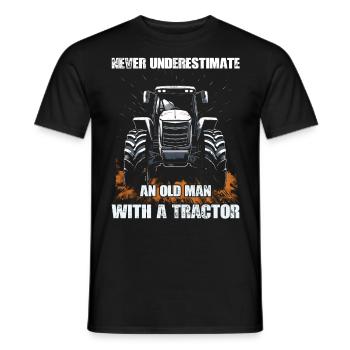 Never underestimate old man tractor farmer - Men's T-Shirt - black - Front - AI Model Male 178 light (178cm)