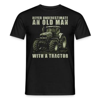 Never underestimate old man tractor gardener - Men's T-Shirt - black - Front - AI Model Male 178 light (178cm)