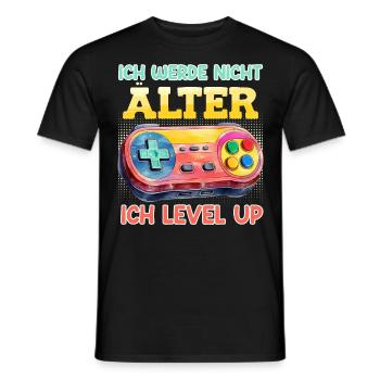 Video Spieler Retro Werde nicht Älter Ich Level Up - Männer T-Shirt - Schwarz - Vorne - AI Model Male 178 light (178cm)