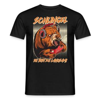 Video Gaming Bär Schlingel du bist zu Langsam - Männer T-Shirt - Schwarz - Vorne - AI Model Male 178 light (178cm)