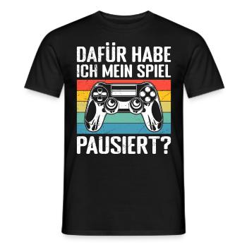 Video Spieler Dafür habe ich Mein Spiel Pausiert? - Männer T-Shirt - Schwarz - Vorne - AI Model Male 178 light (178cm)