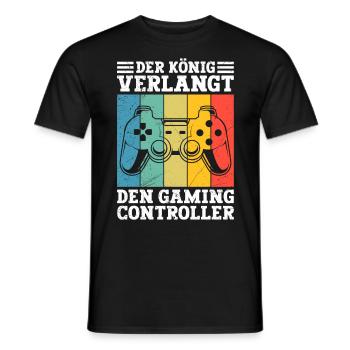 Video Spieler Der König Verlangt den Gaming - Männer T-Shirt - Schwarz - Vorne - AI Model Male 178 light (178cm)