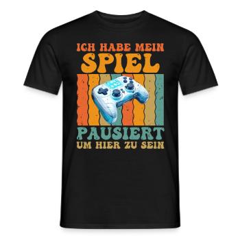 Video Spiele Habe mein Spiel Pausiert Video Gamer - Männer T-Shirt - Schwarz - Vorne - AI Model Male 178 light (178cm)