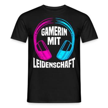 Gamerin mit Leidenschaft Headphones Video Spiele - Männer T-Shirt - Schwarz - Vorne - AI Model Male 178 light (178cm)