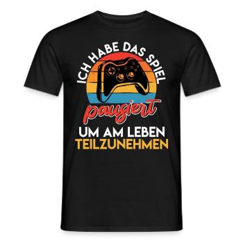 Videospieler Habe das Spiel Pausiert Videospiele - Männer T-Shirt - Schwarz - Vorne - AI Model Male 178 light (178cm)