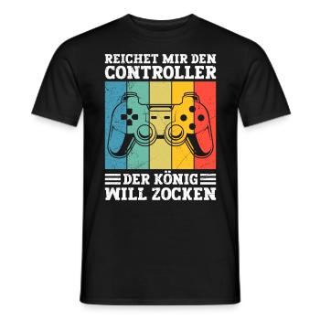 Controller Der König Will Zocken Video Spiele - Männer T-Shirt - Schwarz - Vorne - AI Model Male 178 light (178cm)