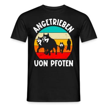 Sibirischer Husky Angetrieben von Pfoten - Männer T-Shirt - Schwarz - Vorne - AI Model Male 178 light (178cm)