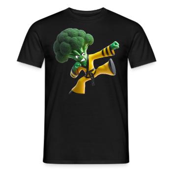 Broccoli kung fu fighter - Men's T-Shirt - black - Front - AI Model Male 178 light (178cm)