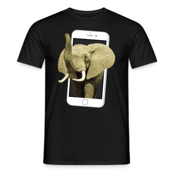 Smartphone mit Elefant - Elefant in Afrika - Männer T-Shirt - Schwarz - Vorne - AI Model Male 178 light (178cm)