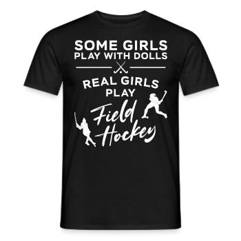 Hockey sur gazon avec lesquelles certaines filles jouent - T-shirt homme - noir - Devant - AI Model Male 178 light (178cm)