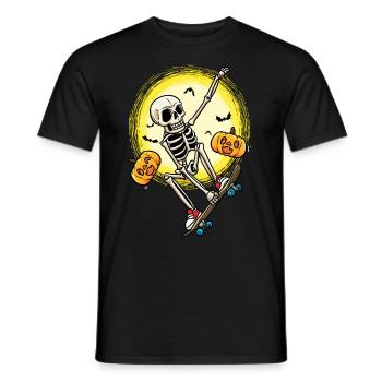 Halloween Skateboarding Skeleton Skateboarder - Men's T-Shirt - black - Front - AI Model Male 178 light (178cm)