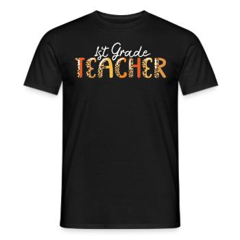 1st Grade Teacher Leopard - Thankful Thanksgiving - Männer T-Shirt - Schwarz - Vorne - AI Model Male 178 light (178cm)