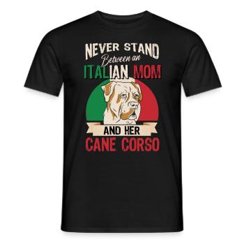 Fille italienne et son cane corso - T-shirt homme - noir - Devant - AI Model Male 178 light (178cm)