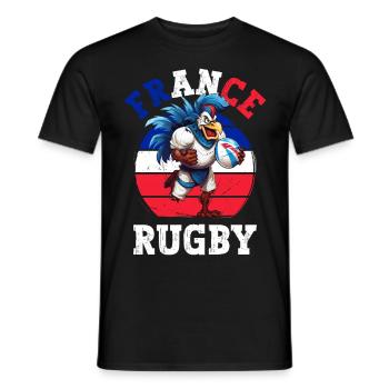 Coq Ballon Rugby Joueur Fan - T-shirt homme - noir - Devant - AI Model Male 178 light (178cm)