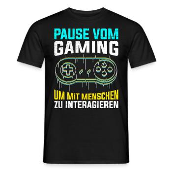 Video Spieler Pause vom Gaming Controller Video - Männer T-Shirt - Schwarz - Vorne - AI Model Male 178 light (178cm)