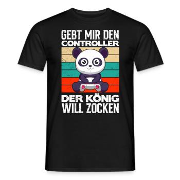 Gaming Panda Gebt Mir den Controller Video Gamer - Männer T-Shirt - Schwarz - Vorne - AI Model Male 178 light (178cm)