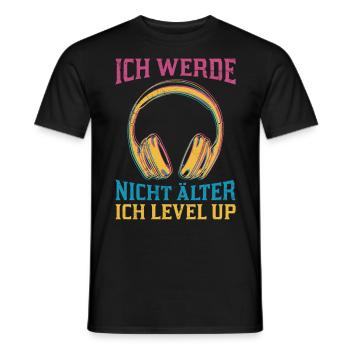 Retro Gamer B-Day Werde nicht Älter Ich Level Up - Männer T-Shirt - Schwarz - Vorne - AI Model Male 178 light (178cm)