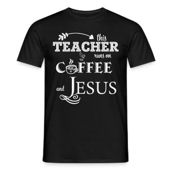 This Teacher Runs on Coffe - Coffee Teacher School - Men's T-Shirt - black - Front - AI Model Male 178 light (178cm)