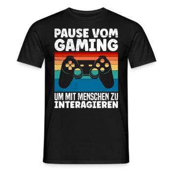 Video Spieler Pause vom Gaming Controller Video - Männer T-Shirt - Schwarz - Vorne - AI Model Male 178 light (178cm)