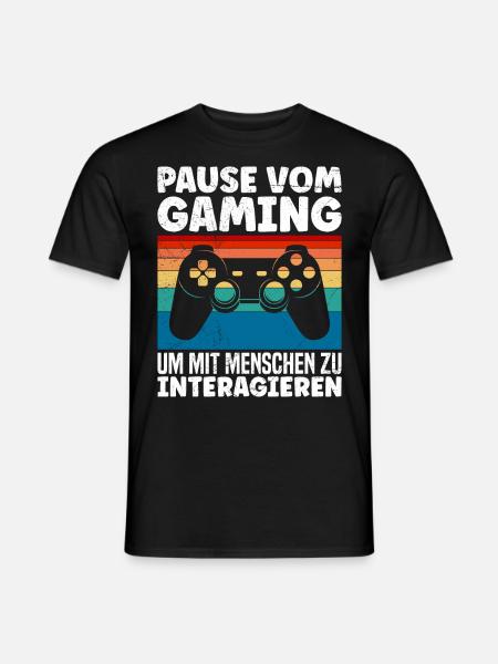 Video Spieler Pause vom Gaming Controller Video - Männer T-Shirt - Schwarz