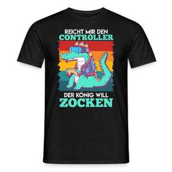 Video Spieler Der König will Zocken Spielekonsole - Männer T-Shirt - Schwarz - Vorne - AI Model Male 178 light (178cm)