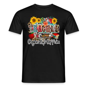 Crayons de couleur Kids Caffeine - Retour à l’école pour les enseignants - T-shirt homme - noir - Devant - AI Model Male 178 light (178cm)