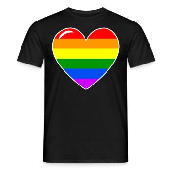 Coeur Amour Arc-en-ciel Drapeau - T-shirt homme - noir - Devant - AI Model Male 178 light (178cm)