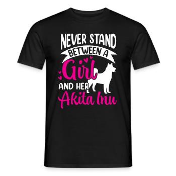 Fille et son Akita Inu Akita japonais - T-shirt homme - noir - Devant - AI Model Male 178 light (178cm)