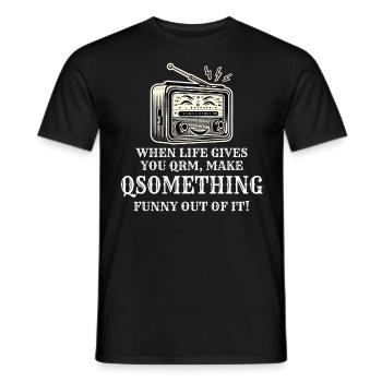 Vintage Radio Aesthetic with a Humorous QSOmething - Men's T-Shirt - black - Front - AI Model Male 178 light (178cm)