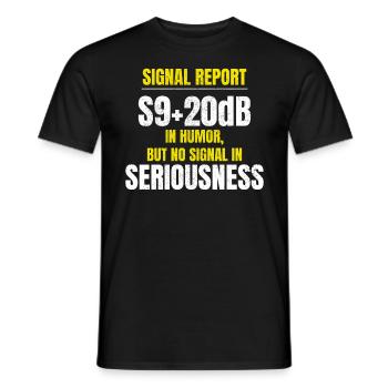 Humorous Amateur Ham Radio Operator Signal Report - Men's T-Shirt - black - Front - AI Model Male 178 light (178cm)