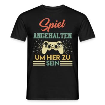Spiel Angehalten Um Hier zu Sein Stop Videospiel - Männer T-Shirt - Schwarz - Vorne - AI Model Male 178 light (178cm)