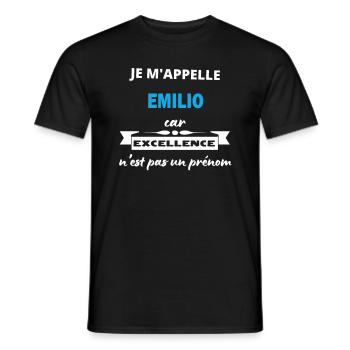 Je m'appelle excellence Emilio - T-shirt homme - noir - Devant - AI Model Male 178 light (178cm)