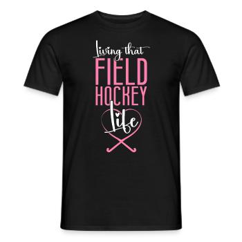 Field Hockey Living That Field - Männer T-Shirt - Schwarz - Vorne - AI Model Male 178 light (178cm)
