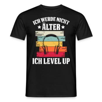 Retro Gamer B-Day Werde nicht Älter Ich Level Up - Männer T-Shirt - Schwarz - Vorne - AI Model Male 178 light (178cm)