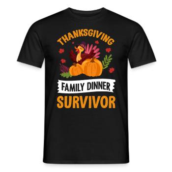 Thanksgiving Family Dinner Survivor Pilgrim Turkey - Men's T-Shirt - black - Front - AI Model Male 178 light (178cm)