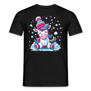 Licorne givrée - Noël magique dans la neige - T-shirt homme - noir - Devant - AI Model Male 178 light (178cm)