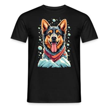 Noël berger enneigé avec votre berger allemand - T-shirt homme - noir - Devant - AI Model Male 178 light (178cm)