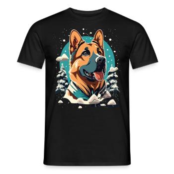 Merry Paws - Noël avec le berger allemand - T-shirt homme - noir - Devant - AI Model Male 178 light (178cm)