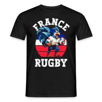 Coq Ballon Rugby Joueur Fan - T-shirt homme - noir - Devant - AI Model Male 178 light (178cm)