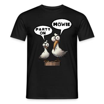 Party on Möwie Miesmuschelartwuermchen - Männer T-Shirt - Schwarz - Vorne - AI Model Male 178 light (178cm)