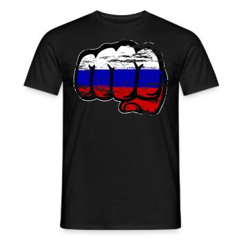 Russland Flagge Hand Faust used - Männer T-Shirt - Schwarz - Vorne - AI Model Male 178 light (178cm)