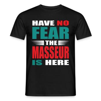 N’ayez crainte, le masseur est là - T-shirt homme - noir - Devant - AI Model Male 178 light (178cm)