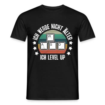 Retro Gamer B-Day Werde nicht Älter Ich Level Up - Männer T-Shirt - Schwarz - Vorne - AI Model Male 178 light (178cm)