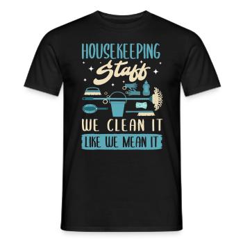 Personnel d’entretien ménager - T-shirt homme - noir - Devant - AI Model Male 178 light (178cm)